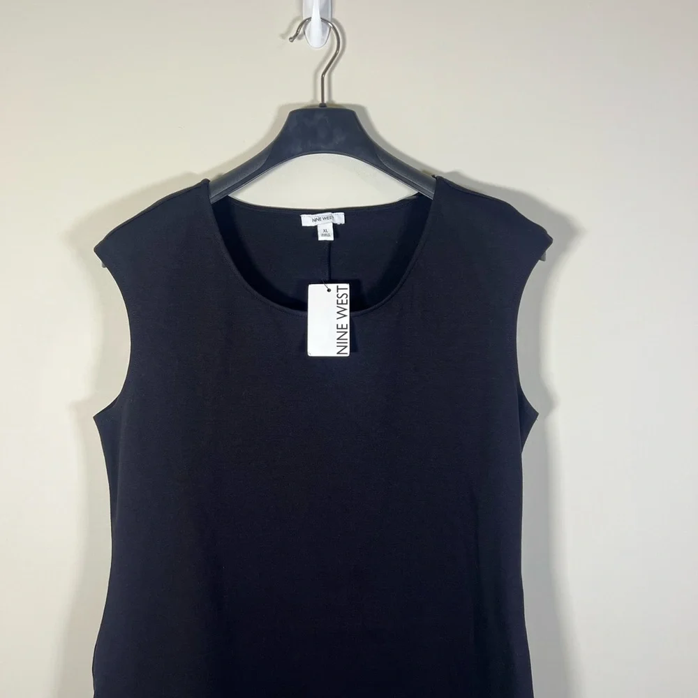 NWT Nine West Black Mini Sleeveless Dress Size XL Womens Minimalist Chic Neutral - Picture 5 of 11